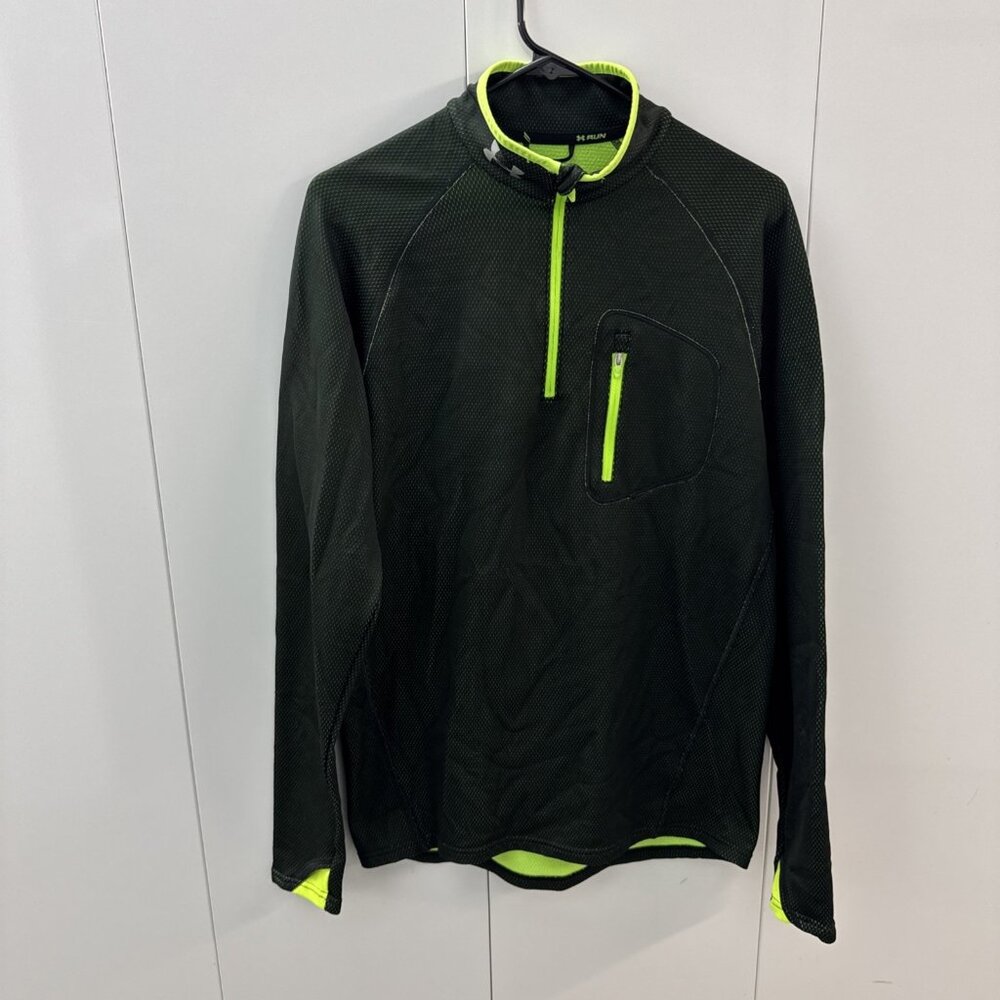 Under‎ Armour Sweater Mens M Green Cold Gear 1/4 Zip Fitted Long Sleeve Run